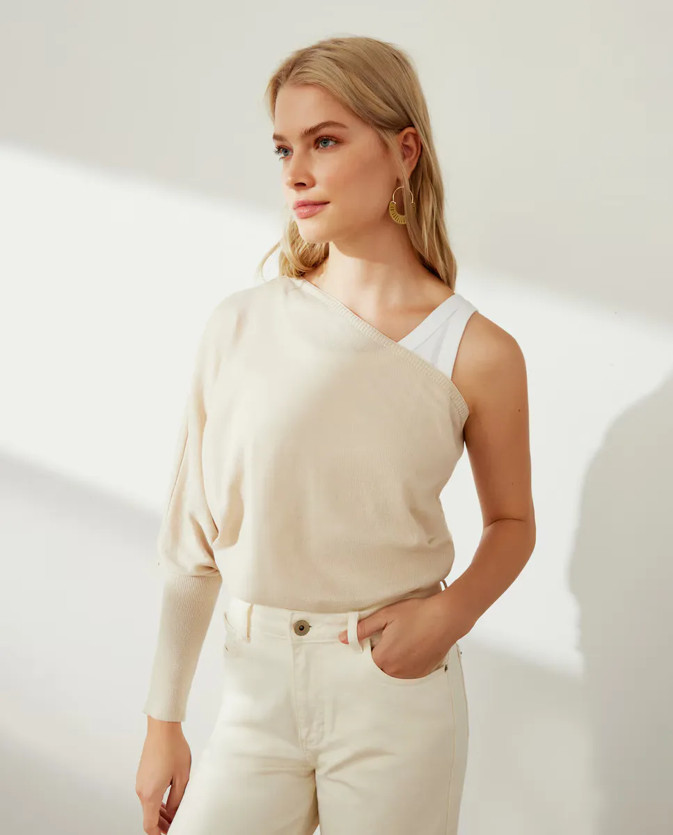 

Асимметричный женский свитер Southern Cotton, цвет 850 Piedra