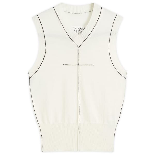 

Вязаный жилет с V-образным вырезом Mm6 Maison Margiela, белый
