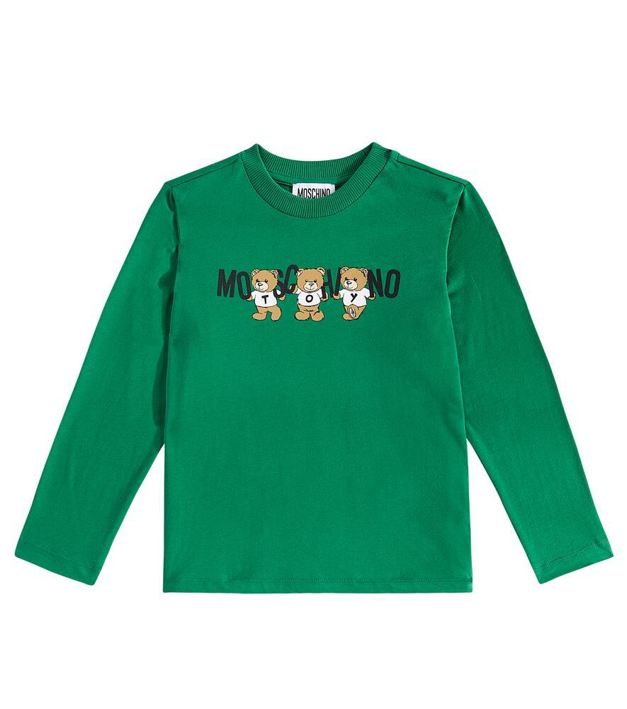 

Топ из хлопкового джерси с мишкой Moschino Kids, Forest Green