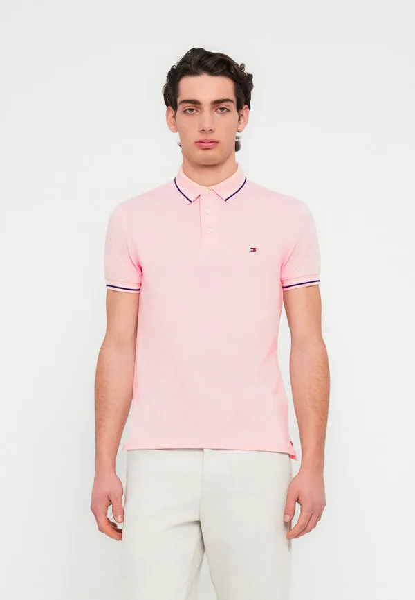 Поло-Рубашка из пике приталенного кроя с отделкой. Tommy Hilfiger, Pink