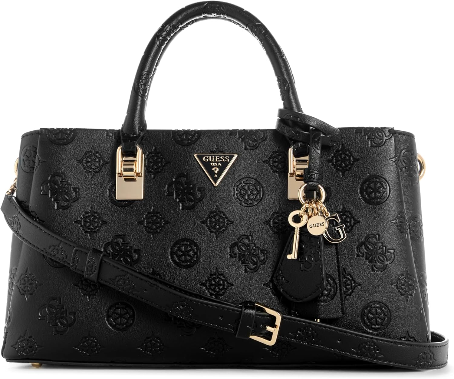 

Сумка-подружка GUESS Tisha с тиснением и пионом, Black Logo