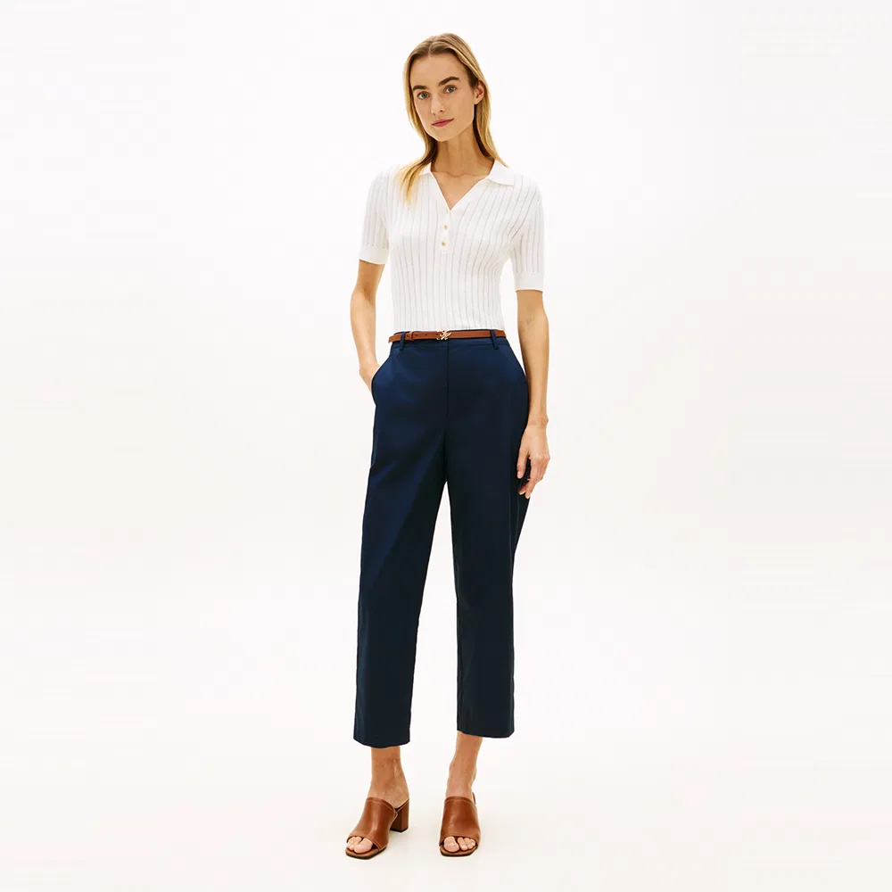 Женские полуширокие брюки на резинке тёмно-синие от Tommy Hilfiger Women