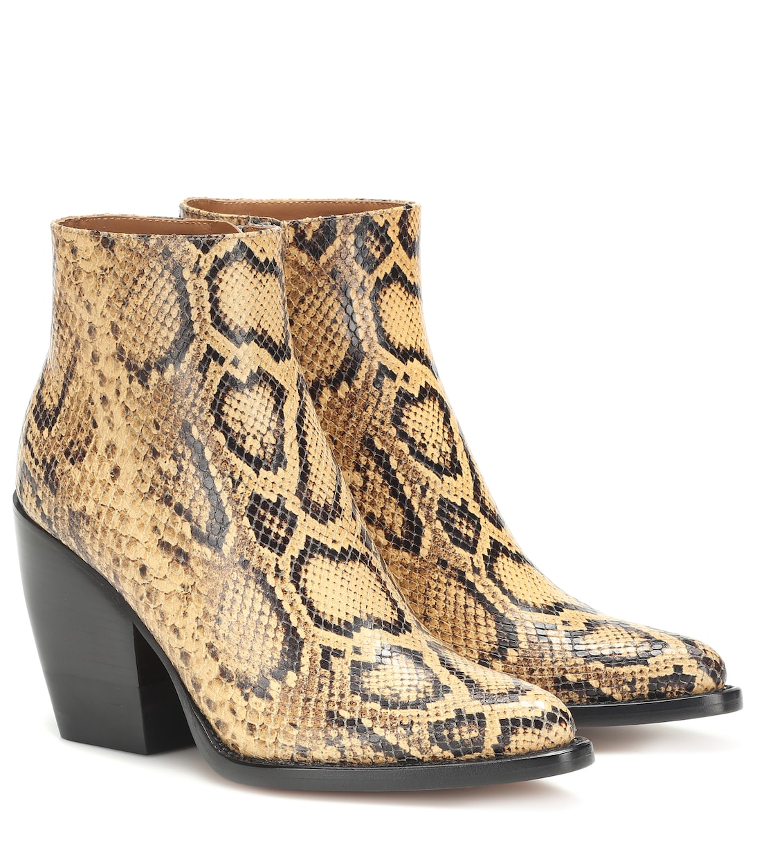 Ботинки Rylee из кожи с эффектом змеи Chloé, Wheat Yellow