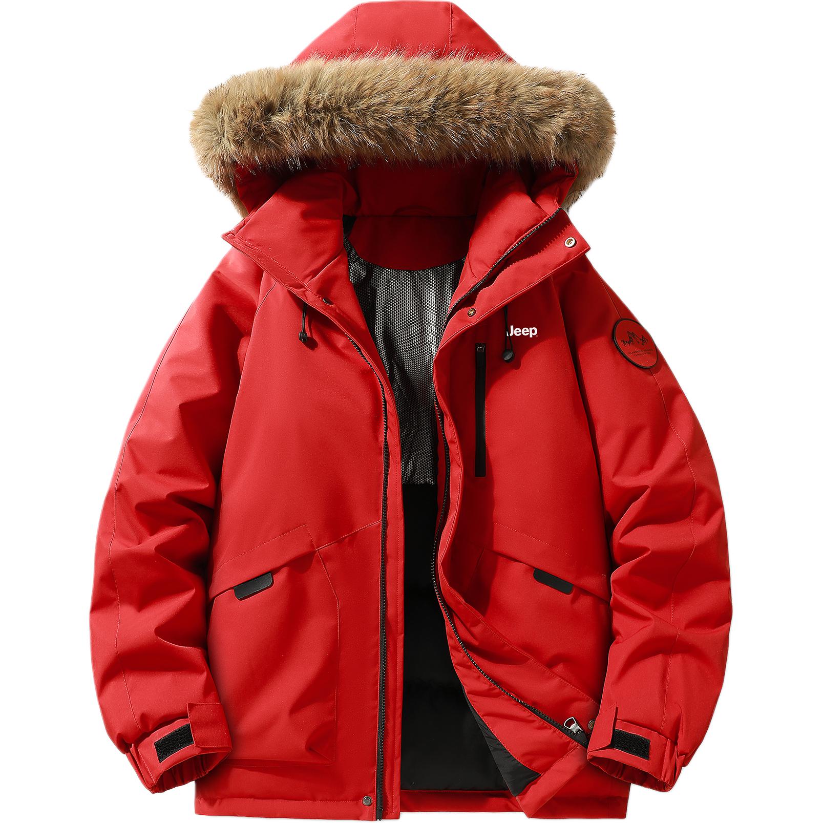 

Пуховик Unisex Hooded Thickened Jeep, розовыйfinch красный