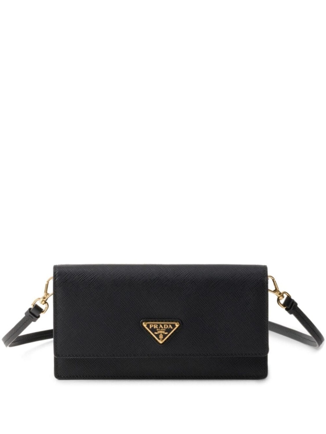 

Мини-сумка Prada из кожи с треугольным логотипом, черный
