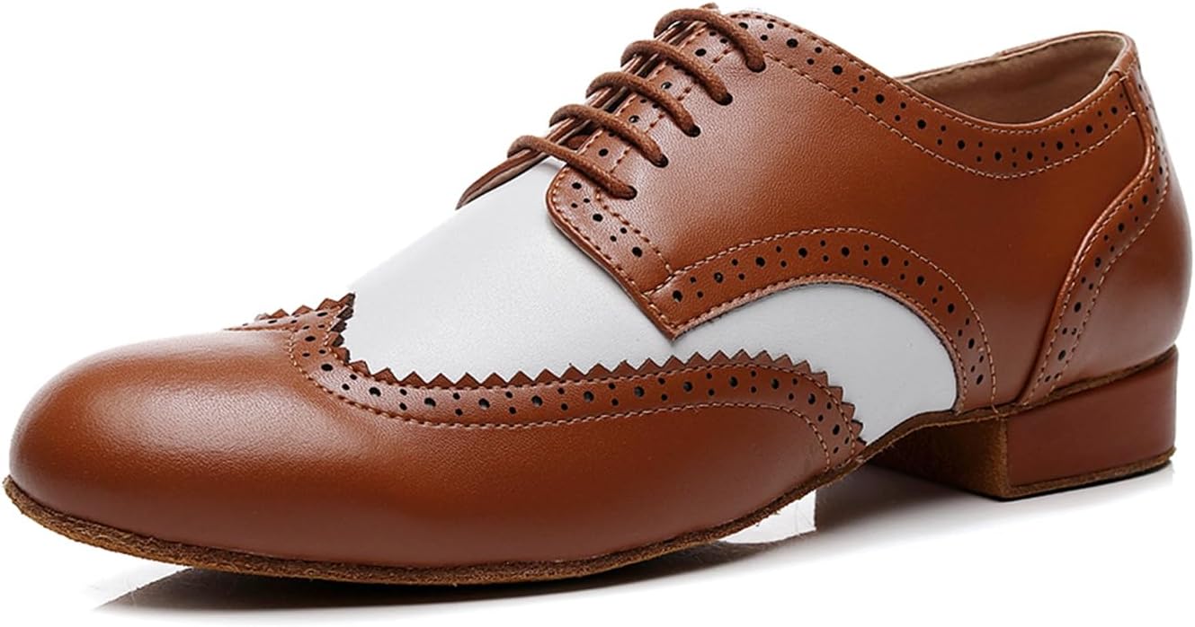 

Мужские кожаные танцевальные туфли SWDZM для стандартного и латинского танго, современных танцев, профессиональные тренировочные туфли, коричневый