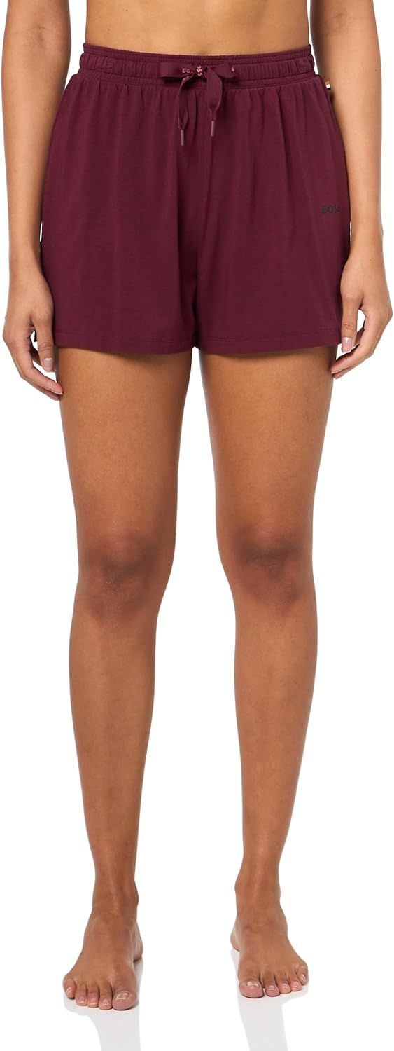 BOSS Женские шорты Single Jersey Small Logo, Burgundy Plum