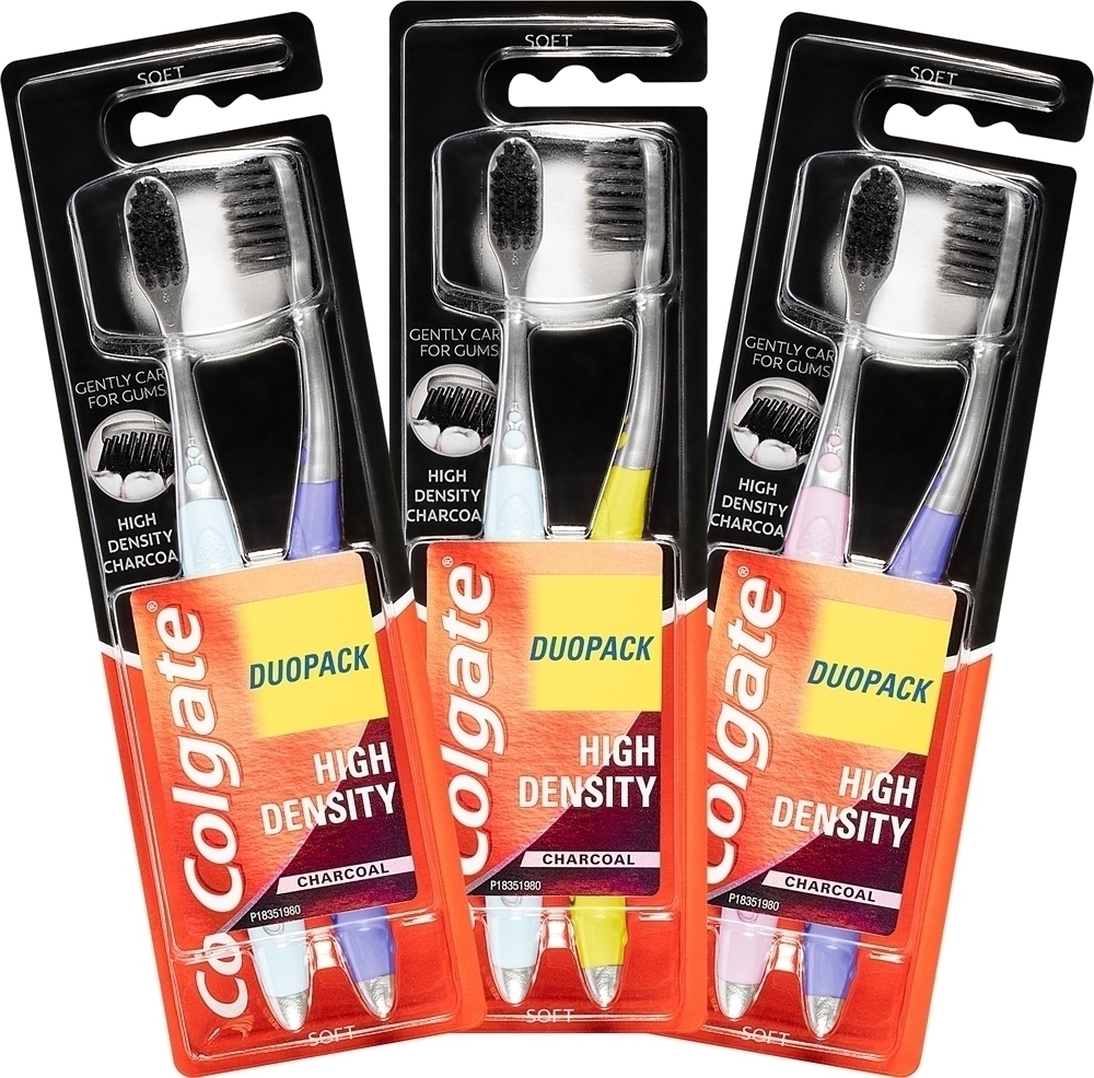 Мягкая зубная щетка с древесным углем высокой плотности Colgate, 2 шт — фото 2