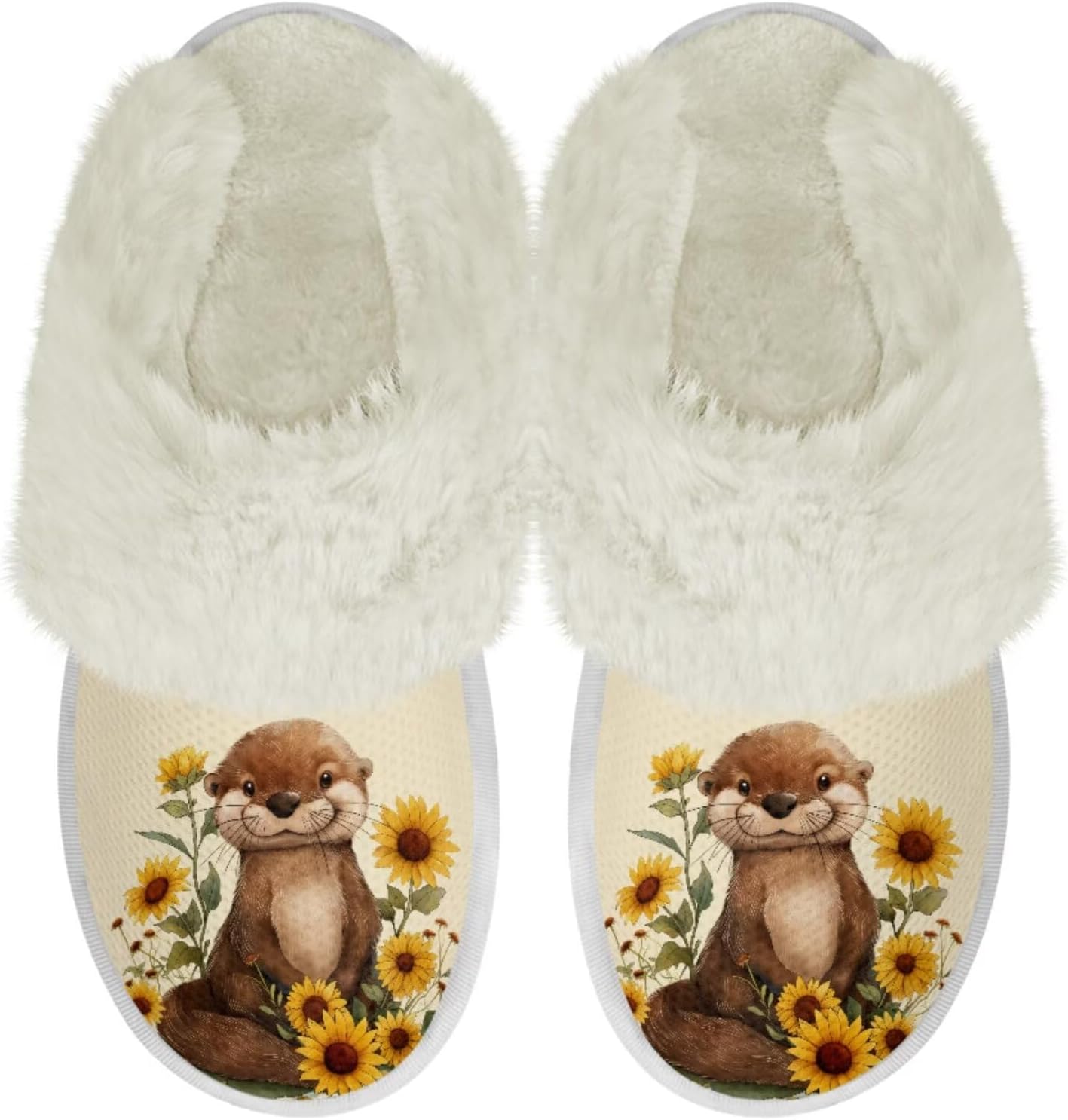 

Унисекс пушистые тапочки мягкие уютные зимние домашние тапочки для женщин и мужчин, легкие тапочки для пары, теплые домашние обувь Chririnla, Otter Cute Sunflower