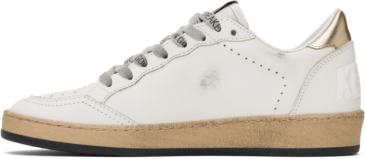 Белые кроссовки Ball Star Golden Goose, Milk/Gold — фото 3