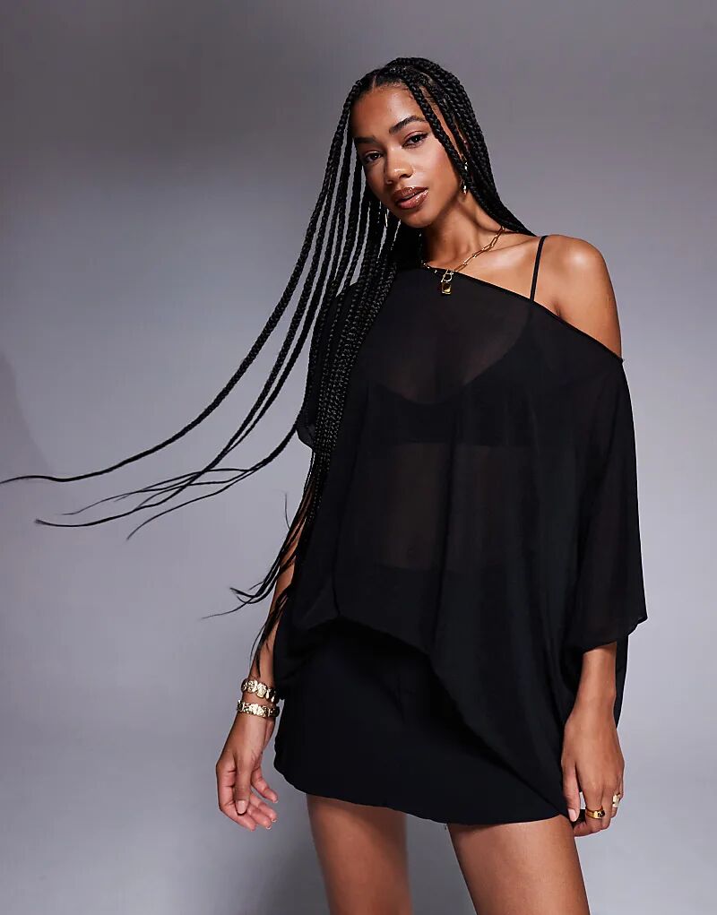 

Топ свободного кроя с открытыми плечами ASOS DESIGN черного цвета