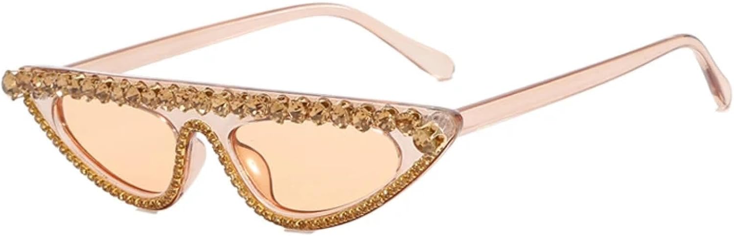 

Роскошные солнцезащитные очки в оправе со стразами для женщин и мужчин, модные, для летних путешествий и вечеринок, с защитой от УФ-излучения UV400 TKKTLLT, Champagne Tea