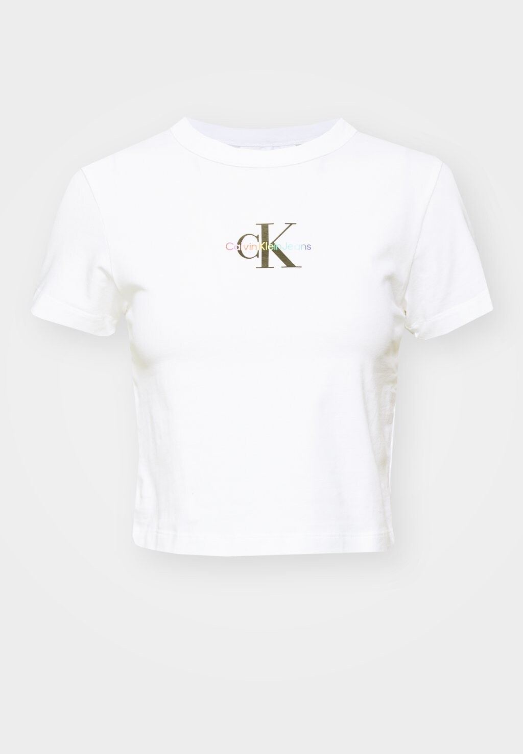 

Футболка с принтом Monologo Graphic Baby Tee Calvin Klein, ярко-белая