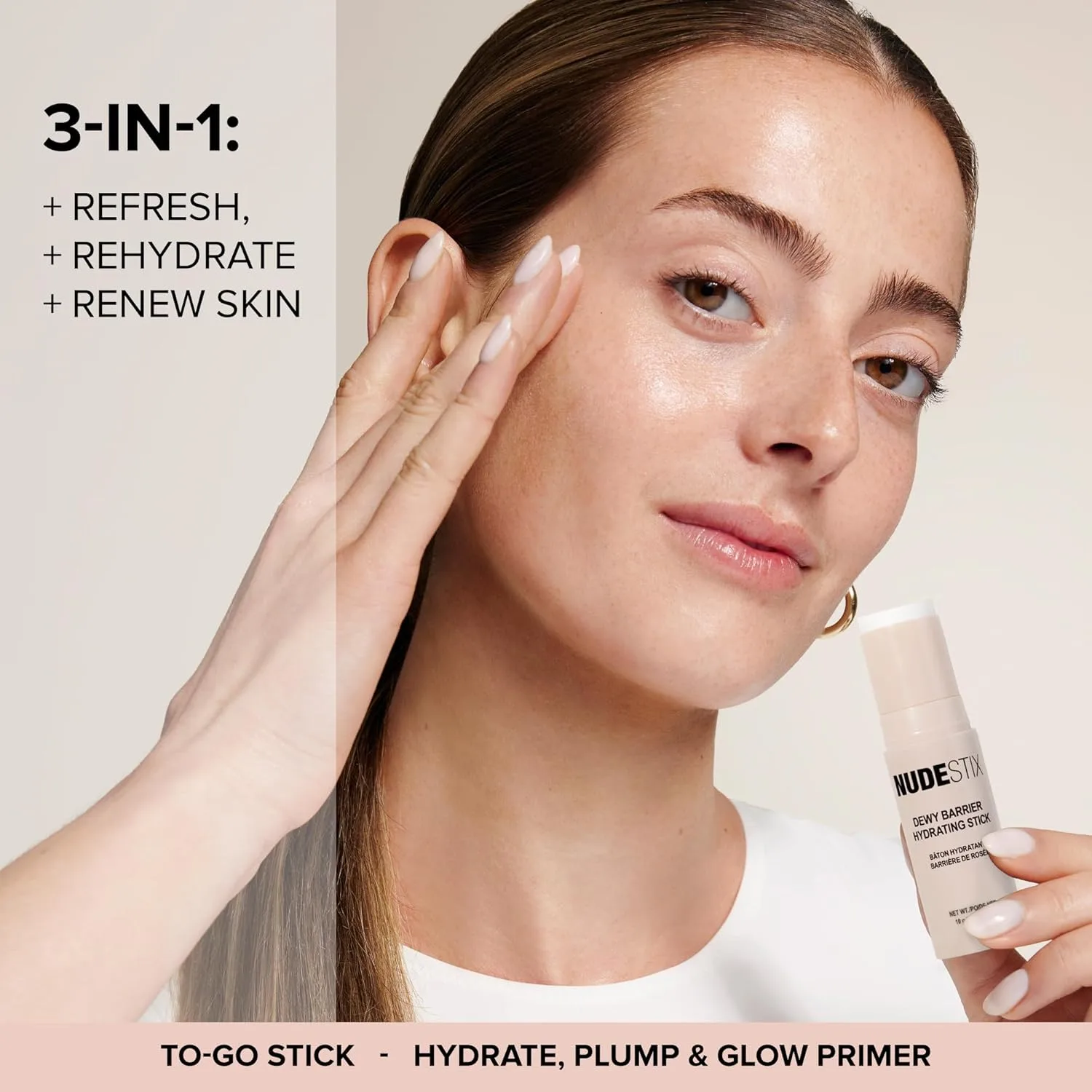 Крем для лица Nudestix — Dewy Barrier Hydrating Stick - увлажняющий бальзам с керамидами, скваланом, бакучиолом и — фото 3