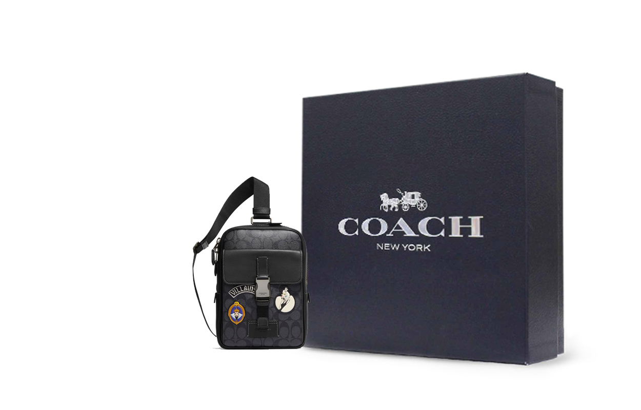 

Disney, сумка через плечо из искусственной кожи с отделкой из коровьей кожи, большая женская Coach, gift box set (basic set+черный box)