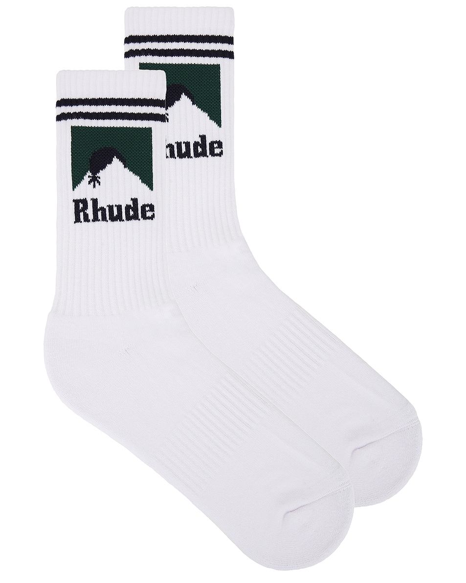 

Полосатые носки с лунным светом Rhude, цвет White, Navy, & Green