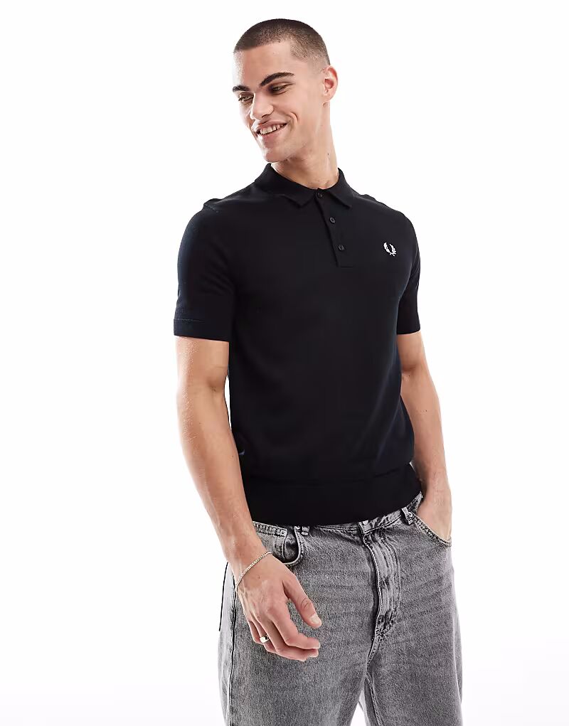 

Трикотажная рубашка-поло Fred Perry с короткими рукавами черного цвета