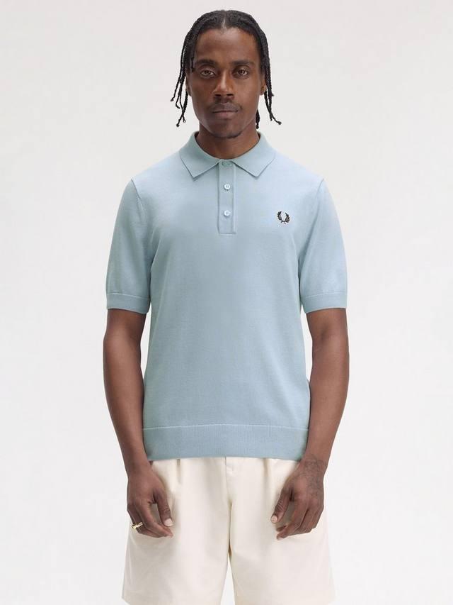 

Хлопковая вязаная поло с коротким рукавом Regular Fit Fred Perry, Light Smoke