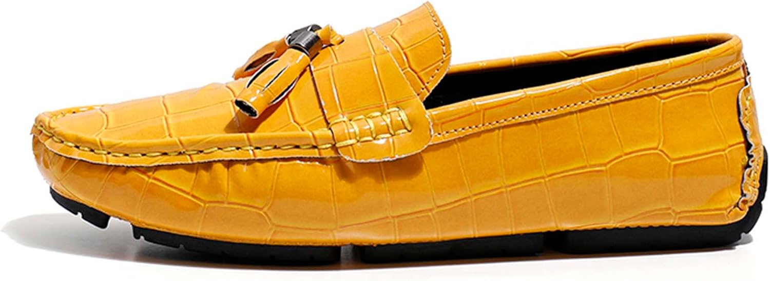 

Лоферы для мужчин, модные из лакированной кожи с блестящей поверхностью Generic, желтый