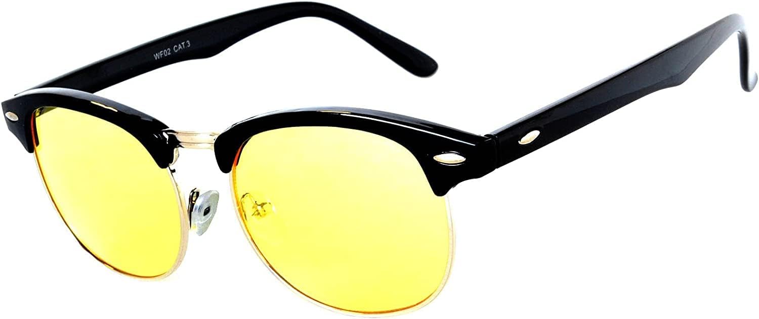 

Солнцезащитные очки OWL с полуободковой оправой, металлическими и пластиковыми линзами, для мужчин и женщин, с защитой от УФ-излучения UV400, дымчатые линзы, винтажный ретро-стиль, Black Silver / Tinted / Yellow