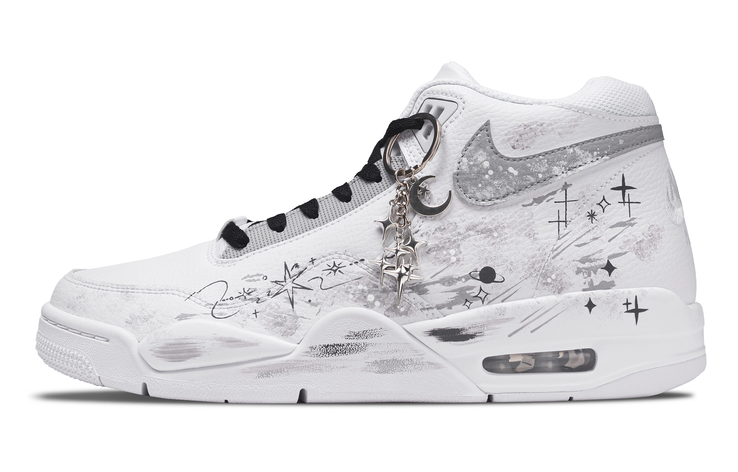 

Flight Legacy Star Moon Galaxy устойчивые к истиранию и скольжению кроссовки Mid top Vintage для мужчин Nike, серебряный белый