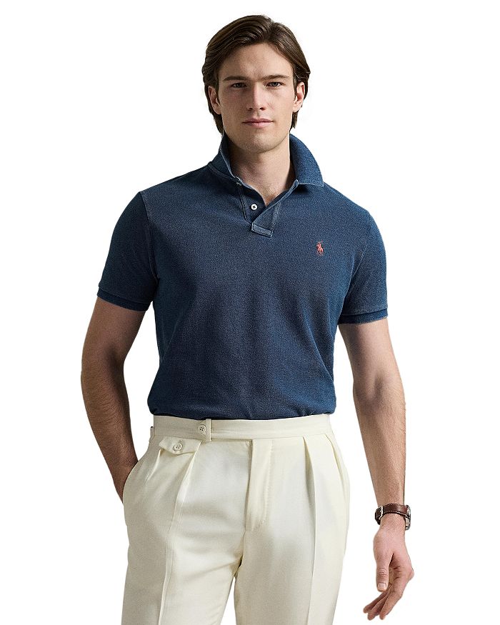 

Рубашка-поло из сетки Indigo с завышенной талией Polo Ralph Lauren, синий