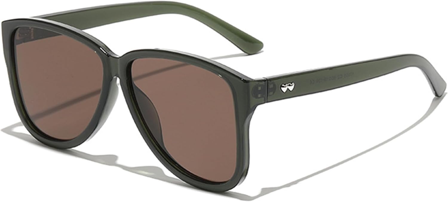 

bullabulling Модные солнцезащитные очки-пилот большого размера для женщин и мужчин, квадратные солнцезащитные очки в винтажном стиле 70-х годов с пластиковой оправой, защита от УФ-излучения UV400, Green