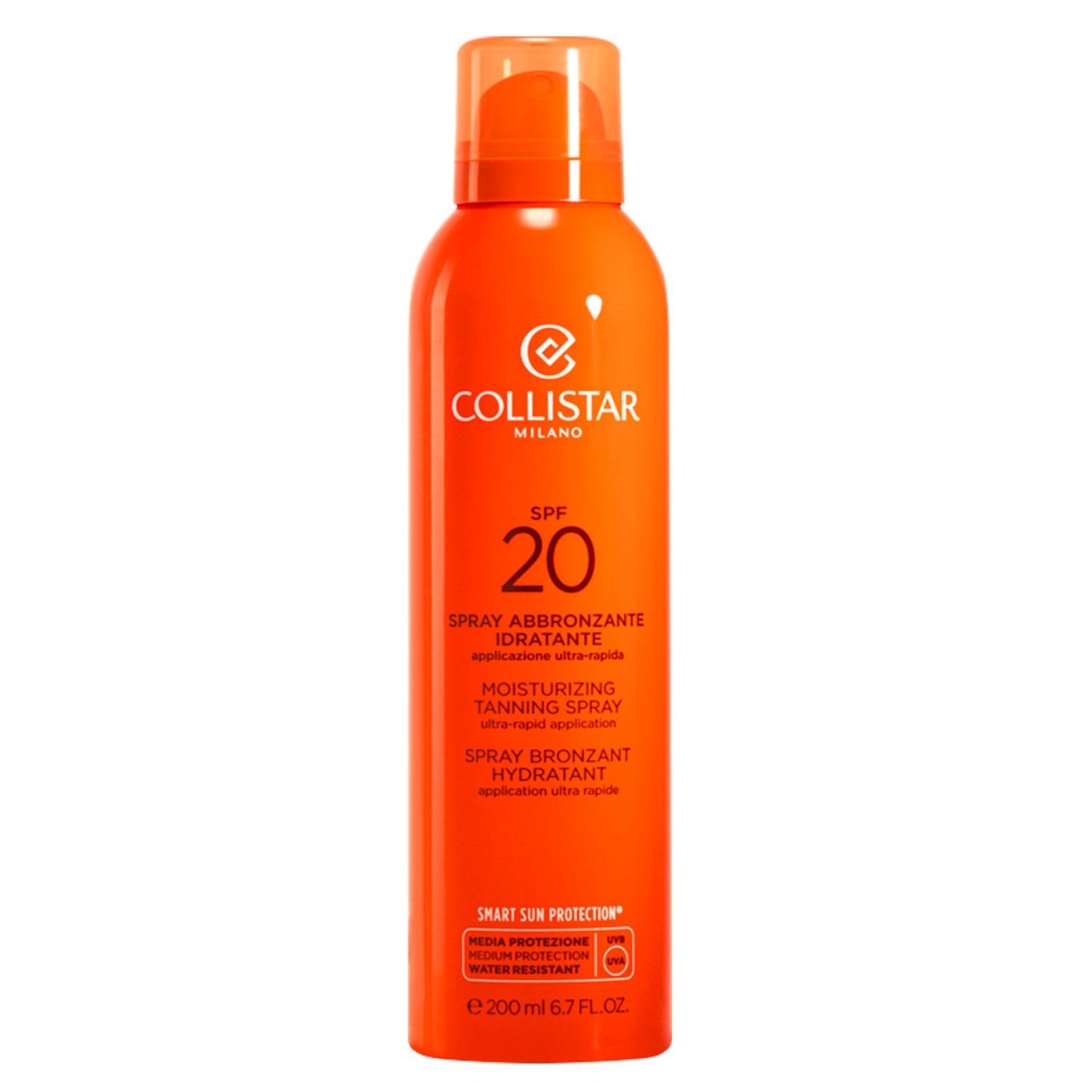 

Солнцезащитный крем sun care moisturizing tanning spray spf 20 Collistar, объем 200 мл