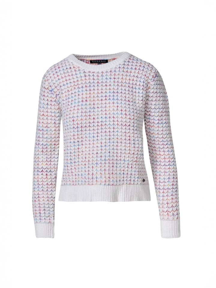 

KOROSHI Женский трикотажный свитер из синели с сердечками, белая