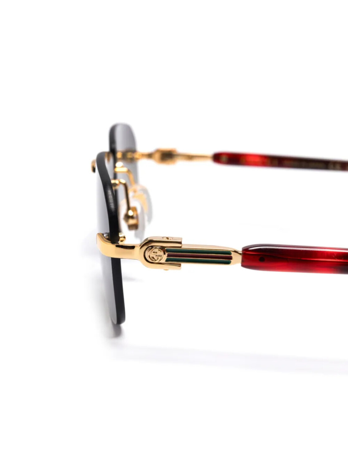 Солнцезащитные очки Gucci Eyewear в прямоугольной оправе, золотой — фото 3