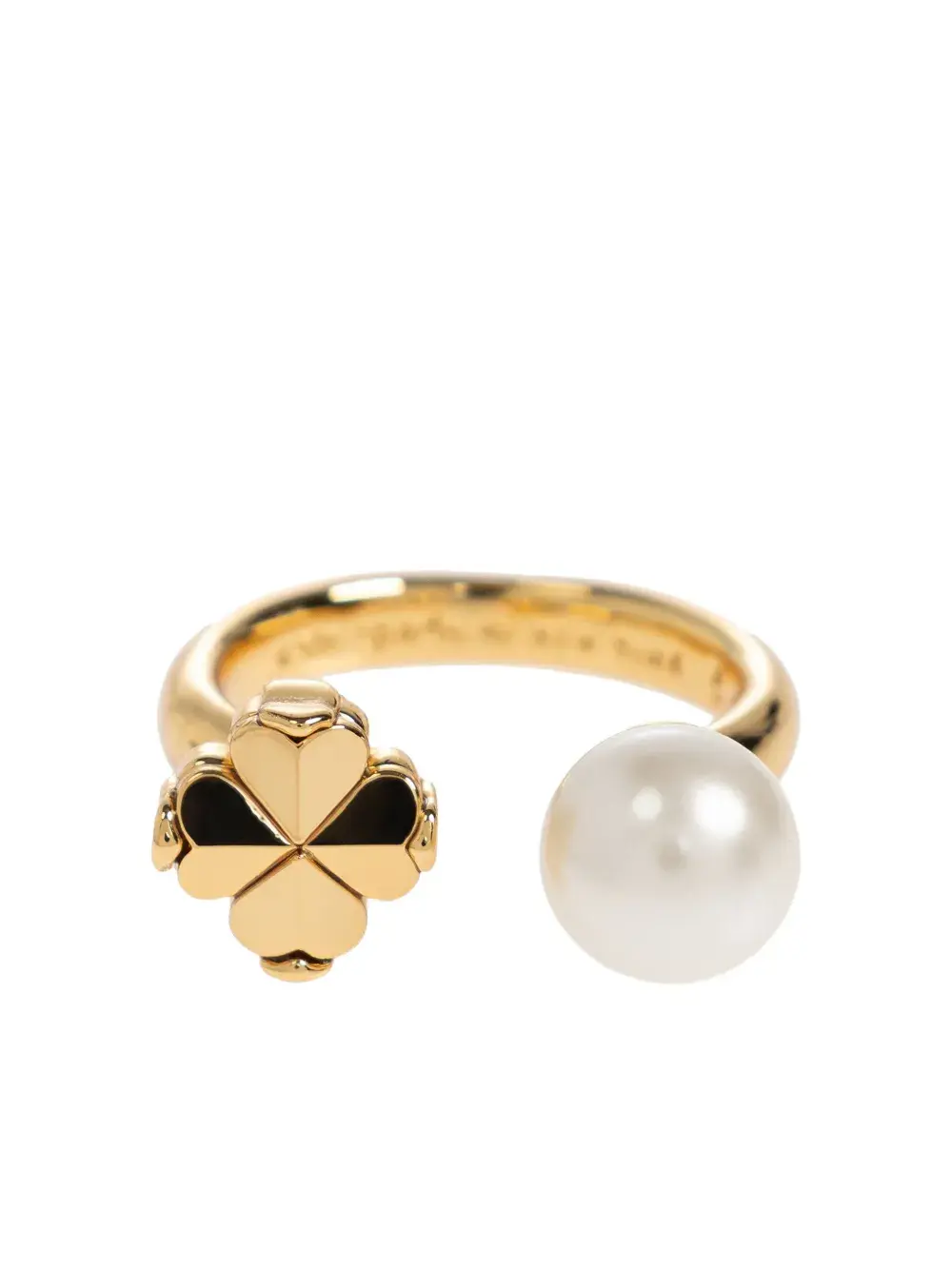 

Кольцо с клевером и искусственным жемчугом Kate Spade, золотистый