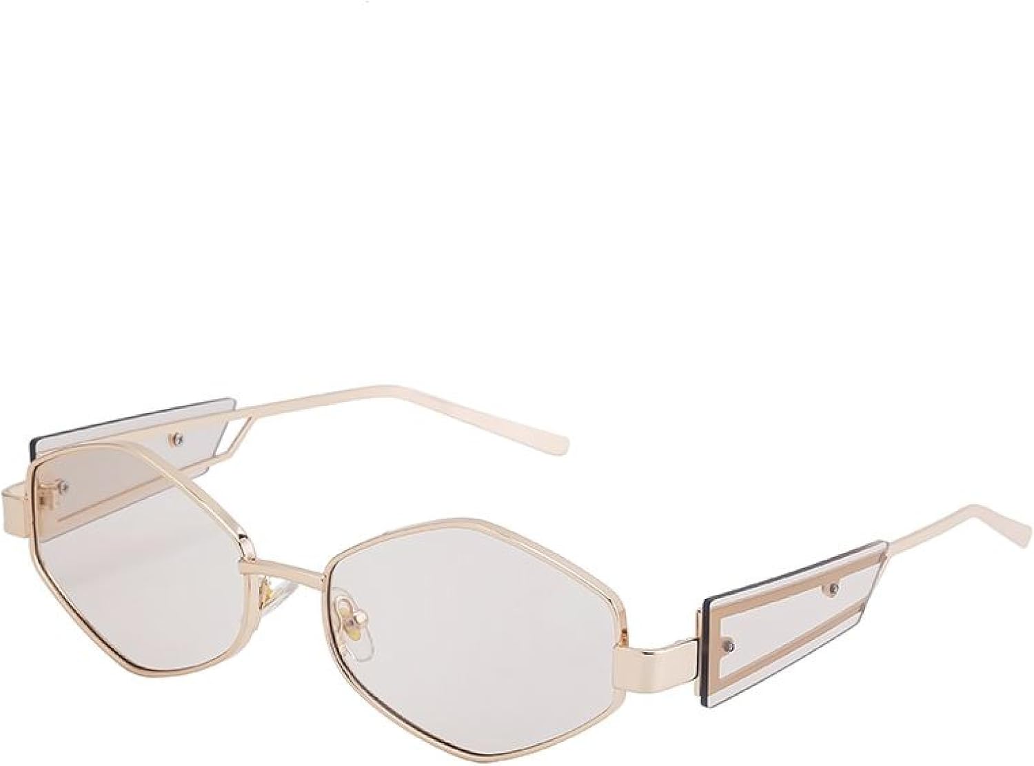 

Солнцезащитные очки в стиле панк с шестиугольной оправой, роскошные ретро-очки для мужчин и женщин, винтажные очки с защитой от УФ-излучения UV400 TYUVIVO, C3lightbrown