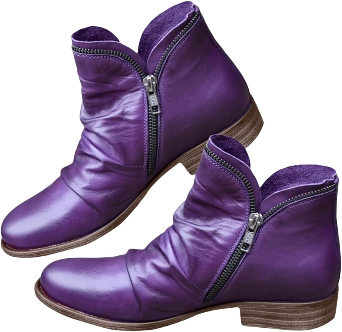 

Женские ботинки Wankang на низком каблуке Челси, из искусственной кожи, с заостренным носком, широкие, без шнуровки, короткие ботильоны, пурпурный