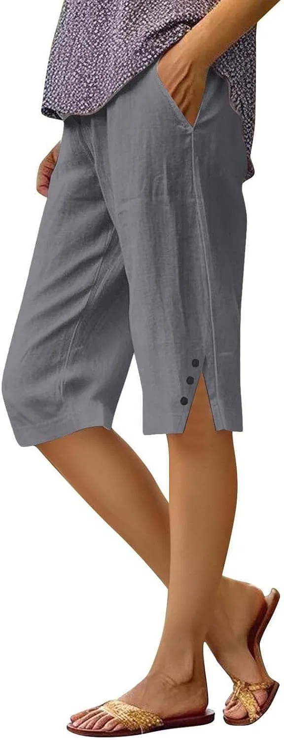 Шорты женские льняные, Generic, A-grey