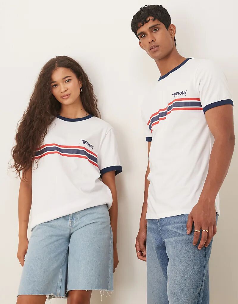 

Футболка унисекс Gola ASOS DESIGN классического кроя с полосками белого цвета