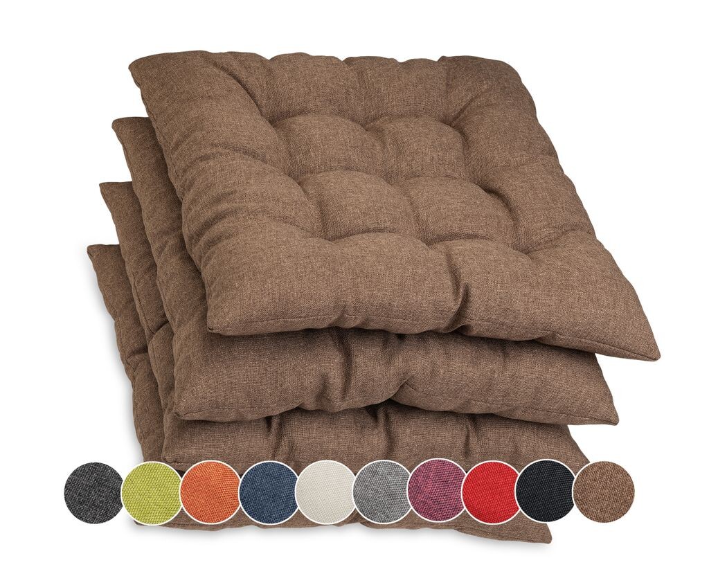 

[T] Sunnypillow Набор из 4 подушек для стульев с завязками 40 x 40 см. Удобная мягкая подушка толщиной 8 см. Подушка для стульев/скамек в доме и саду. Подушка для сиденья. Подушка для сиденья. Садовая подушка. На открытом воздухе/в помещении | Ч...
