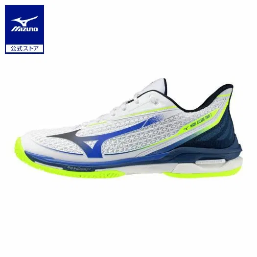 Унисекс кроссовки для тенниса «Wave Exceed Tour 7 AC» от Mizuno, White X Blue X Yellow