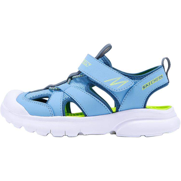 

Детские сандалии с низким верхом, устойчивые к истиранию, дышащие Skechers Kids, синий/белый/зеленый