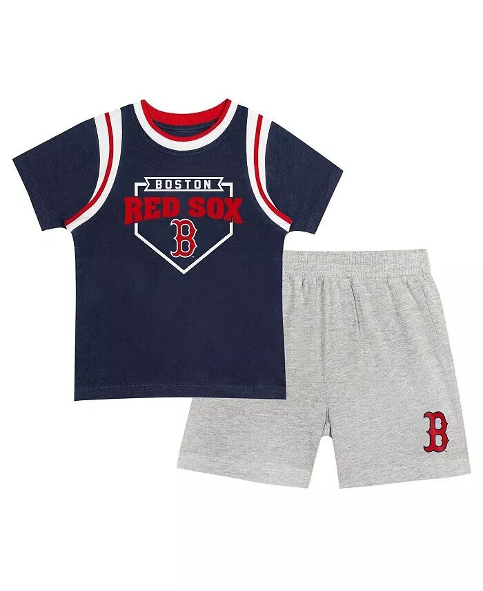 

Комплект футболки и шорт для малышей Boston Red Sox Bases Loaded темно-синего/серого цвета Outerstuff