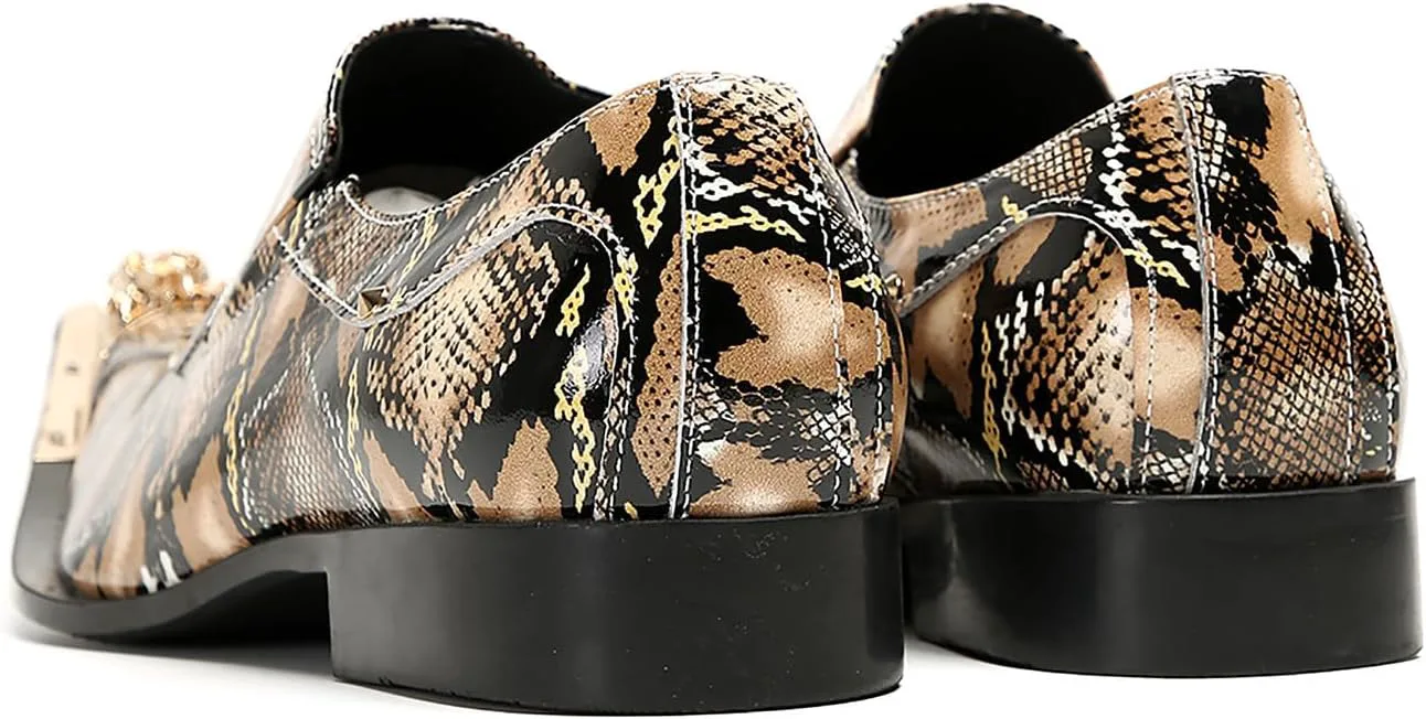 

Мужские лоферы Santimon, туфли слипоны для вечеринок, повседневные кожаные с металлическим декором, с заостренным носком, свадебные, бальные, модные западные летние туфли для мужчин, коричневый