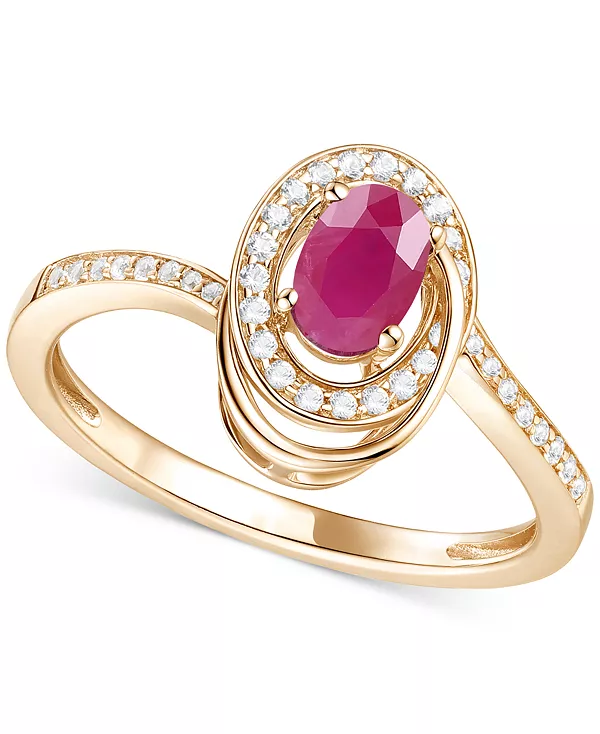 

Овальное кольцо-завиток с изумрудом (3/8 карата) и бриллиантом (1/6 карата) из 14-каратного золота (также с рубином и сапфиром) Macy'S, ruby