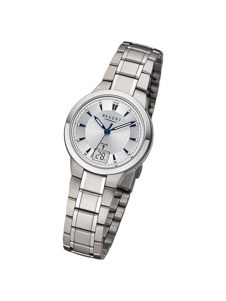 

Радиоуправляемые часы Regent, серебристые, очень большие (примерно 29,5 мм)