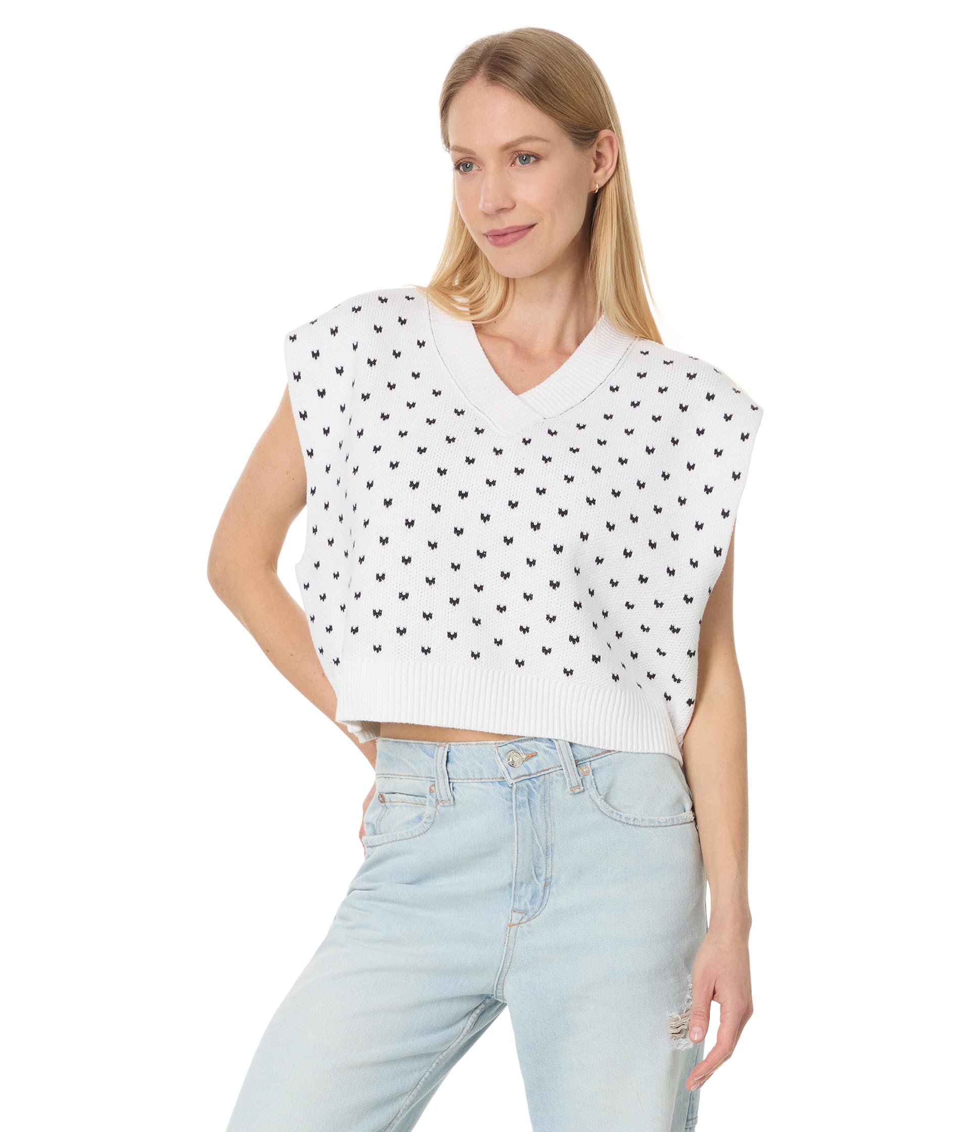 

Свитер Free People Pattern Easy Street Vest, Ivory Black Combo