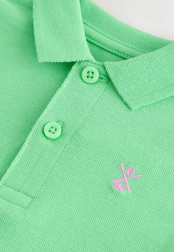 Однотонная стандартная рубашка поло с коротким рукавом Next, Bright Green — фото 2