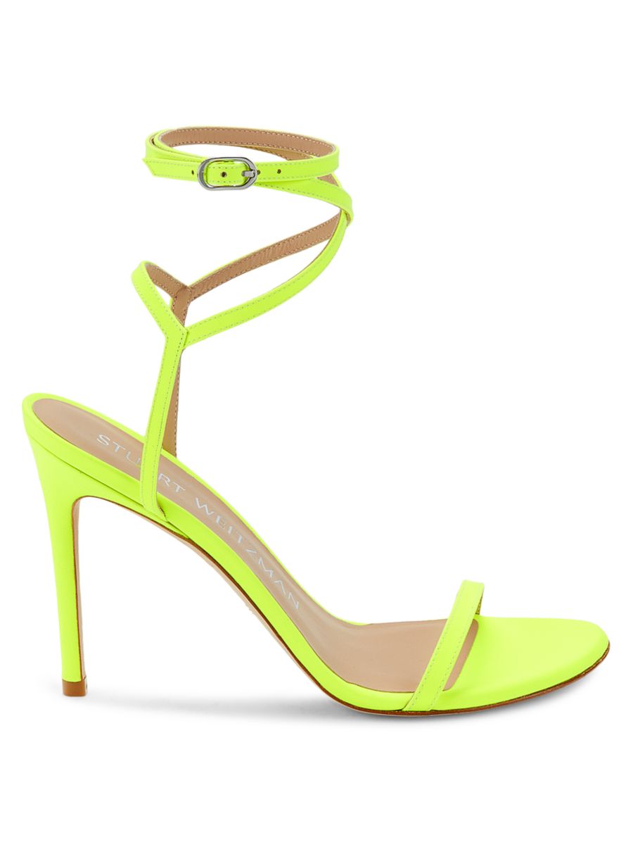 Сандалии Brelynude 100MM с завязками Stuart Weitzman, цвет Neon Yellow