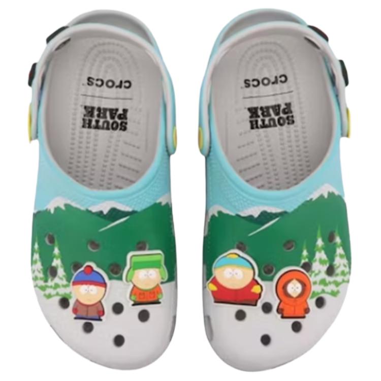 Классические клоги для мужчин Crocs, синий/зеленый color — фото 4