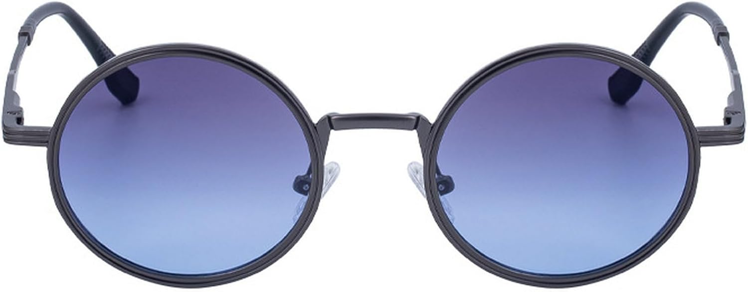 

Винтажные круглые солнцезащитные очки в маленькой оправе для мужчин, модель 2025, роскошные классические металлические панк-очки для женщин, очки для вождения mincl, Gray Blue