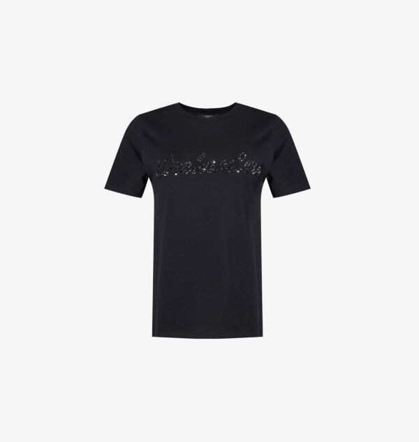 

Футболка из хлопкового трикотажа с короткими рукавами и пайетками Weekend Max Mara, черный