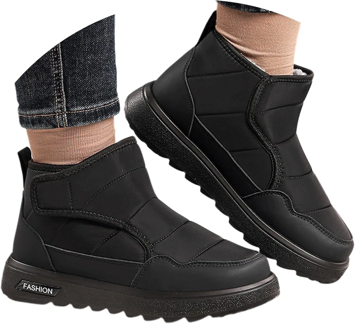Женские ботинки Anchor Boots 2026 Мужские зимние утепленные ботинки без шнурков с мягкой подошвой, высокие, термоботинки для активного отдыха и повседневного использования Generisch, Black