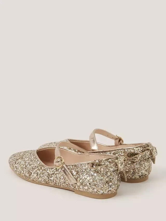 Детские балетные туфли с блестками Monsoon, Rose Gold — фото 3